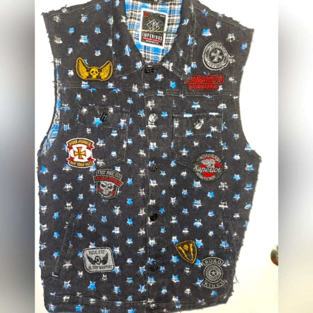 Men's XL Biker Motorcycle Vest With Patches By Imperious